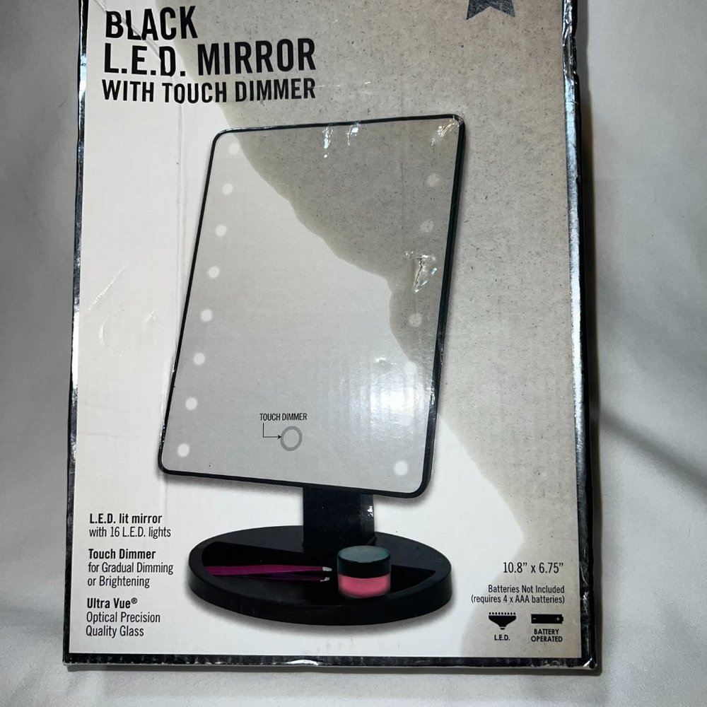 Black LED Mirror with Stand and Dimmer